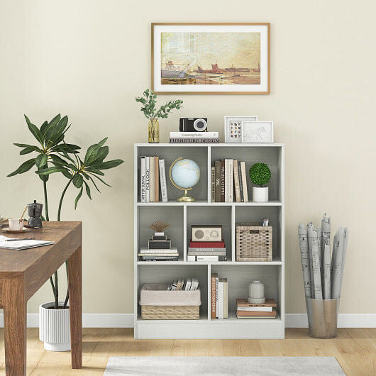 7-Section Freestanding Bookshelf for Kids Room Classroom Daycare Nursery-Natural